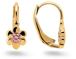 Heratis Forever Gyerek fülbevaló virággal és szimulált rózsakvarcca sárga arany, 9K IZ31298HR