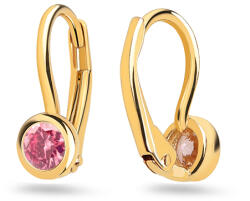 Heratis Forever Gyermek fülbevaló kerek, szimulált rózsakvarccal, sárga arany, 9K IZ31659HR
