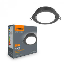Videx kerek fekete spot keret GX53-as foglalattal IP20-as védettséggel (5960)
