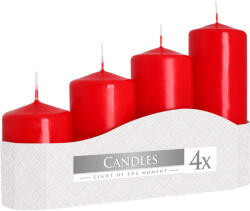 BISPOL Pillar candle red 4 pcs 150/135/170/200 g