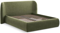 Makamii Zöld kárpitozott ágyneműtartós franciaágy ágyráccsal 140x200 cm Hauke - Makamii