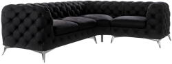 Ropez Fekete bársony sarokkanapé (jobb oldali-L alakú) Chelsea - Ropez