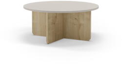 Marckeric Krémszínű-natúr színű kerek dohányzóasztal tölgyfa dekorral ø 80 cm Hillary - Marckeric