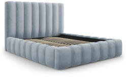 Micadoni Világoskék kárpitozott franciaágy tárolóhellyel, ágyráccsal 180x200 cm Kelp - Micadoni Home