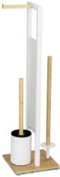 WENKO Fehér-natúr színű acél WC-papír tartó állvány WC-kefével Rivalta - Wenko