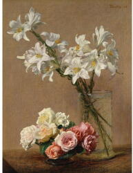 Fedkolor Henri Fantin-Latour - A Virágok és gyümölcsök című festmény másolata, 45 x 100 cm