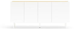 Teulat Fehér-natúr színű alacsony komód tölgyfa dekorral 165x78 cm Arista - Teulat