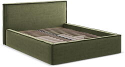 Makamii Zöld kárpitozott ágyneműtartós franciaágy ágyráccsal 160x200 cm Anani - Makamii