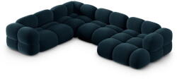 Cosmopolitan Design Sötétkék bársony sarokkanapé (bal oldali-U alakú) Loretto - Cosmopolitan Design