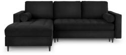 Milo Casa Santo fekete kinyitható bársony sarokkanapé, bal oldali - Milo Casa