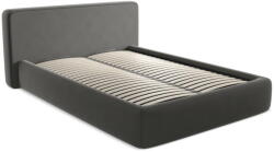 Makamii Sötétszürke kárpitozott ágyneműtartós franciaágy ágyráccsal 180x200 cm Kiana - Makamii