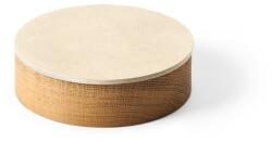 LIND DNA Krémszínű-natúr színű fedeles-dekoratív fa-öko bőr tárolódoboz ø 11x3, 5 cm Circle Nupo - LIND DNA