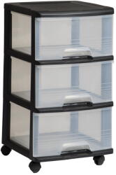 Curver Fekete-átlátszó műanyag gurulós polcos állvány 37x61 cm - Curver