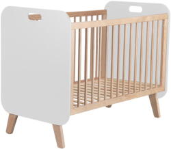 Marckeric Fehér-natúr színű babaágy borovi fenyő dekorral 60x120 cm Paris - Marckeric