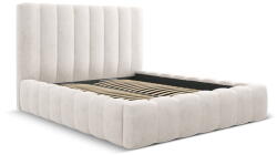 Micadoni Krémszínű kárpitozott ágyneműtartós franciaágy ágyráccsal 160x200 cm Kelp - Micadoni Home