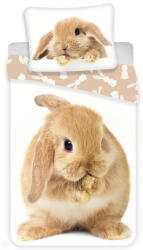 Jerry Fabrics Fehér-barna egyszemélyes pamut gyerek ágyneműhuzat 140x200 cm Bunny - Jerry Fabrics