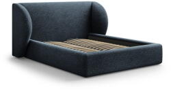 Micadoni Sötétkék kárpitozott ágyneműtartós franciaágy ágyráccsal 200x200 cm Miley - Micadoni