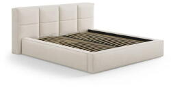 Micadoni Krémszínű kárpitozott ágyneműtartós franciaágy ágyráccsal 180x200 cm Simon Darren - Micadoni