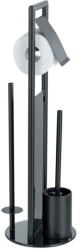 WENKO Fekete rozsdamentes acél WC-papír tartó állvány WC-kefével Ravina - Wenko
