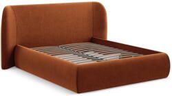 Makamii Terrakotta színű kárpitozott ágyneműtartós franciaágy ágyráccsal 140x200 cm Hauke - Makamii
