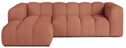 Bonami Selection Terrakotta színű bársony sarokkanapé (bal oldali-heverő résszel) Cube - Bonami Selection