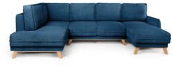 Bonami Selection Kék kordbársony kinyitható sarokkanapé (bal oldali-U alakú) Tori - Bonami Selection