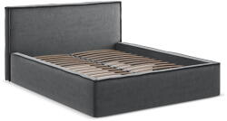 Makamii Sötétszürke kárpitozott ágyneműtartós franciaágy ágyráccsal 160x200 cm Anani - Makamii