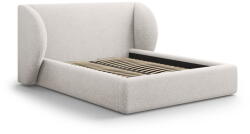 Micadoni Világosszürke kárpitozott ágyneműtartós franciaágy ágyráccsal 200x200 cm Miley - Micadoni