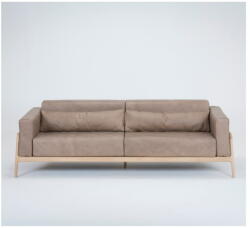 GAZZDA Fawn mandulabarna kanapé bivalybőrből, tömör tölgyfa szerkezettel, 240 cm - Gazzda