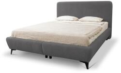 Makamii Sötétszürke kárpitozott ágyneműtartós franciaágy ágyráccsal 160x200 cm Makapu - Makamii