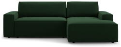 Micadoni Sötétzöld bársony kinyitható-tárolóhelyes sarokkanapé (jobb oldali-heverő résszel) Jodie - Micadoni
