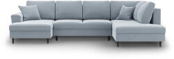 Cosmopolitan Design Világoskék bársony kinyitható tárolóhelyes sarokkanapé (jobb oldali-U alakú) Kyoto - Cosmopolitan Design