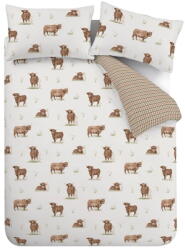 Catherine Lansfield Barna-bézs kétszemélyes-hosszabbított ágyneműhuzat 230x220 cm Angus Highland Cow - Catherine Lansfield