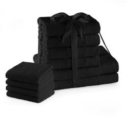 Restilo Fekete frottír pamut törölköző és fürdőlepedő készlet 10 db-os Amari - Restilo