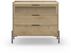 Marckeric Natúr színű alacsony komód tölgyfa dekorral 90x80 cm Inca - Marckeric