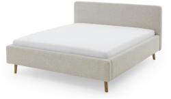 meise.möbel Bézs kárpitozott ágyneműtartós franciaágy ágyráccsal 180x200 cm Mattis - Meise Möbel