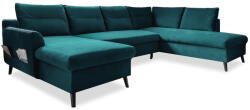 Miuform Stylish Stan türkiz kinyitható U alakú bársony kanapé, jobb oldali - Miuform