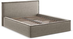 Makamii Szürkésbarna kárpitozott ágyneműtartós franciaágy ágyráccsal 140x200 cm Anani - Makamii