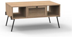 Marckeric Natúr színű dohányzóasztal tölgyfa dekorral 60x100 cm Evan - Marckeric