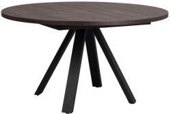 Rowico Home Sötétbarna kerek bővíthető étkezőasztal tölgyfa dekorral ø 135 cm Maddock - Rowico