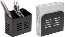 Wenko Fém evőeszköz és szalvéta tartó szett 2 db-os Black Outdoor Kitchen Baco - Wenko