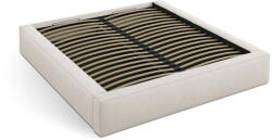 Micadoni Krémszínű kárpitozott ágyneműtartós franciaágy ágyráccsal 180x200 cm Simon - Micadoni