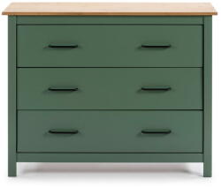 Marckeric Zöld-natúr színű borovi fenyő alacsony komód 100x80 cm Miranda - Marckeric