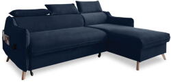 Miuform Sötétkék bársony kinyitható sarokkanapé (jobb oldali) Sweet Harmony - Miuform - bonami - 475 910 Ft