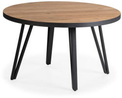 Marckeric Fekete-natúr színű kerek dohányzóasztal tölgyfa dekoros asztallappal ø 80 cm Sindi - Marckeric