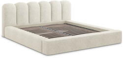 Makamii Bézs kárpitozott ágyneműtartós franciaágy ágyráccsal 140x200 cm Mano - Makamii