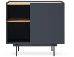 Teulat Antracitszürke-natúr színű alacsony komód tölgyfa dekorral 90x78 cm Otto - Teulat