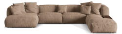 Micadoni Világosbarna bársony moduláris sarokkanapé (jobb oldali-U alakú) Martina - Micadoni