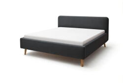 meise.möbel Antracitszürke kárpitozott ágyneműtartós franciaágy ágyráccsal 160x200 cm Mattis - Meise Möbel