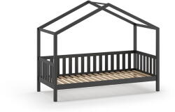 VIPACK Antracitszürke házikó alakú borovi fenyő gyerekágy 90x200 cm DALLAS - Vipack